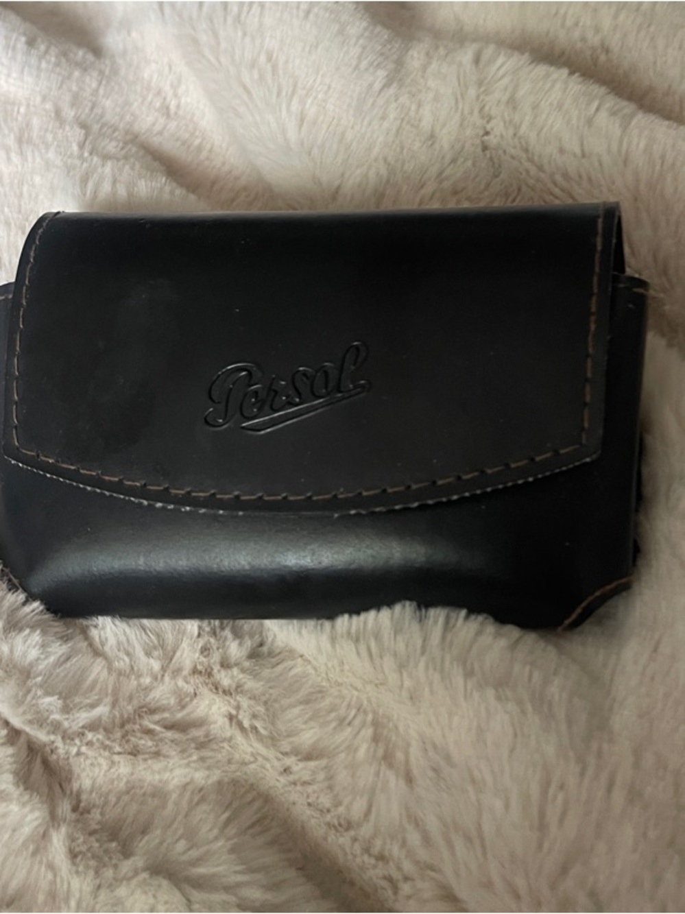 Persol Black Leather Eyewear Case